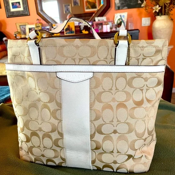 Coach | Bags | Coach D45f28504 Canvas Leather Trim Signature C